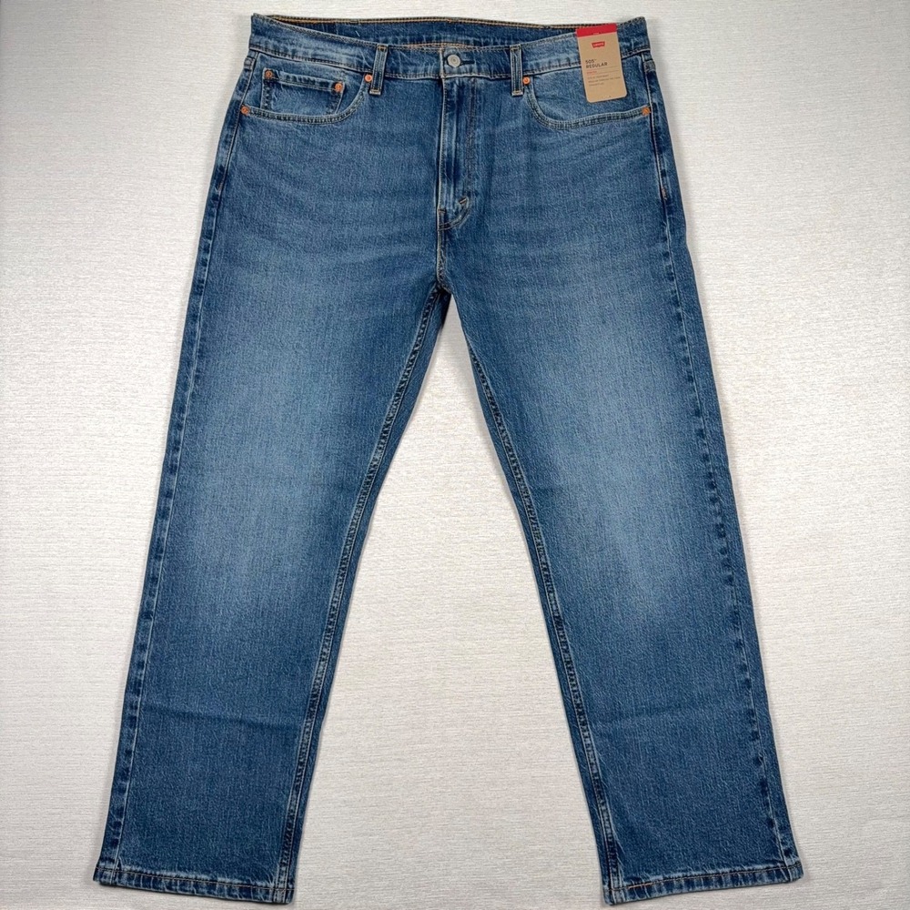 Levi's 505 Regular Fit Jeans Mens Size 38x29 Blue Denim Cotton Stretch NEW